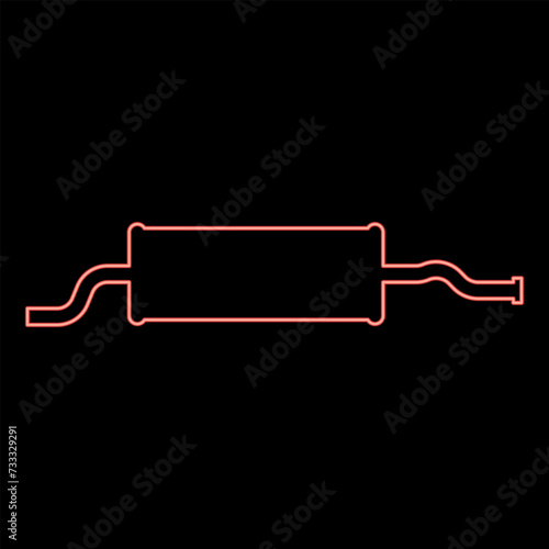 Neon exhaust pipe car muffler silencer red color vector illustration image flat style