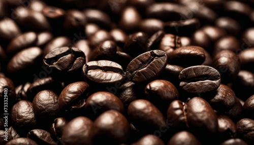 A pile of dark brown coffee beans