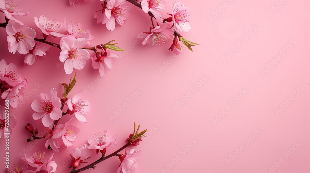 Minimalistic Japanese sakura background concept with empty space. Pink color as main color concept. Minimalistic Japanese sakura background concept with empty space. Pink color as main color concept.