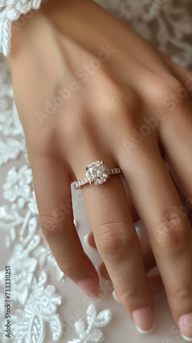 An engagement ring on a woman's finger