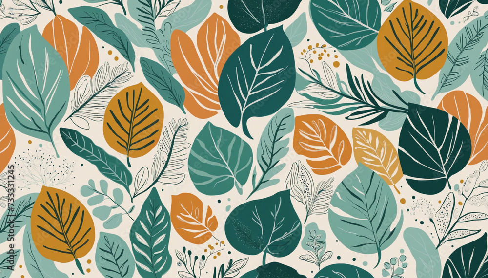 Abstract nature art leaf collage shape seamless pattern. Trendy contemporary cutout background illustration. Natural organic plant leaves artwork wallpaper print. Vintage botanical summer texture. Abstract nature art leaf collage shape seamless pattern. Trendy contemporary cutout background illustration. Natural organic plant leaves artwork wallpaper print. Vintage botanical summer texture.