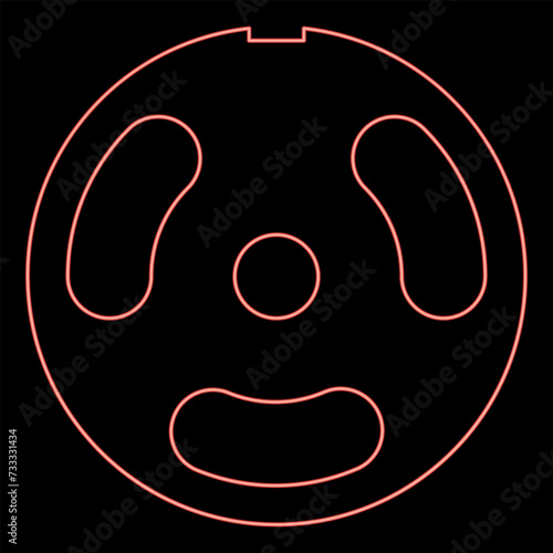 Neon grate for meat grinder plate mincer device for growing shallow of meat lattice sieve red color vector illustration image flat style