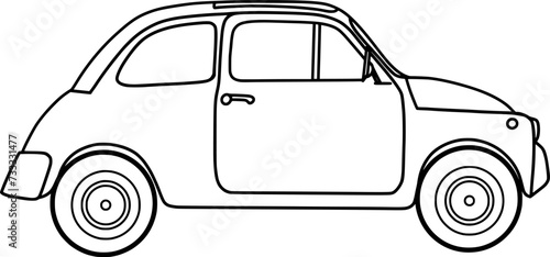 cute little car outline illustration, coloring book page