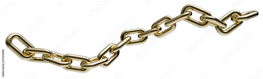 Fototapeta premium Gold chain in dynamic motion isolated on a transparent background. 3D render.