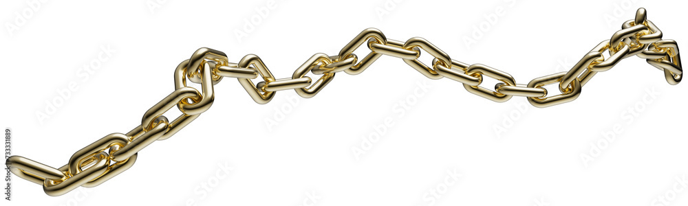 Gold chain in dynamic motion isolated on a transparent background. 3D render. Gold chain in dynamic motion isolated on a transparent background. 3D render.