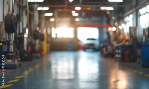 Blurred car maintenance center or auto interior © Daniela