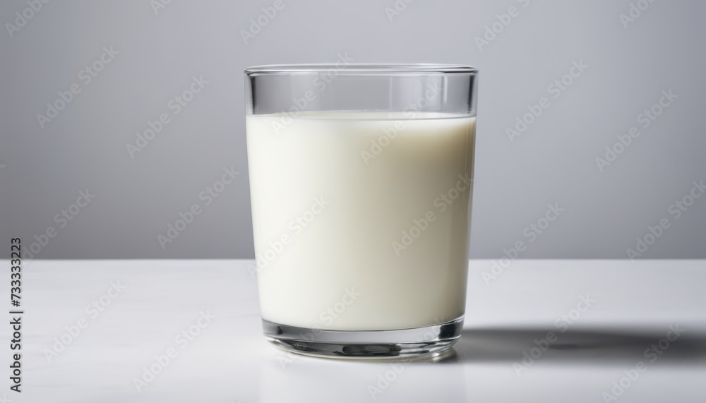 A glass of milk on a white table A glass of milk on a white table