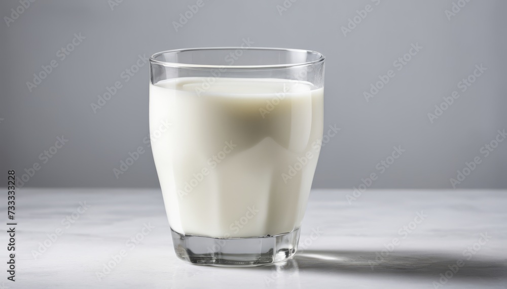 A glass of milk on a table A glass of milk on a table