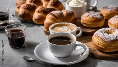 A white cup of coffee with a spoon in it