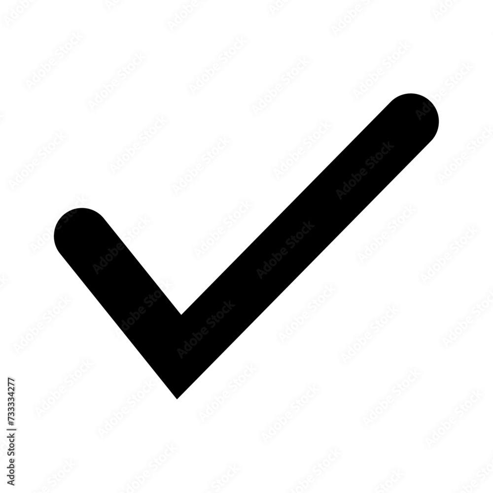 Black check mark icon. Tick symbol in black color, vector illustration. Black check mark icon. Tick symbol in black color, vector illustration.