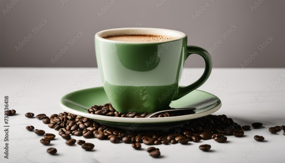 A cup of coffee with a spoon in it A cup of coffee with a spoon in it