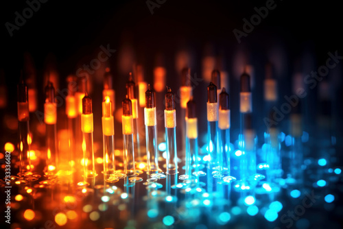 vibrant photo showcasing an array of glowing optical fibers