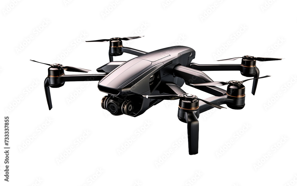 Streamlined Aerial Photography Drone Isolated on Transparent Background PNG.
