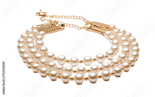 Classic Pearl Strand Necklace Isolated on Transparent Background PNG.