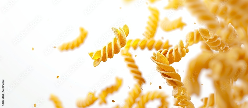 In slow motion, pest pasta falls on a white surface. This macro photography captures the pattern of the invertebrate insect, a terrestrial animal and pollinator, arthropod. In slow motion, pest pasta falls on a white surface. This macro photography captures the pattern of the invertebrate insect, a terrestrial animal and pollinator, arthropod.