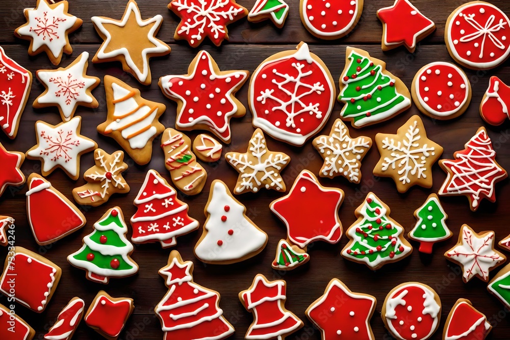 A colorful platter of holiday-themed sugar cookies with royal icing A colorful platter of holiday-themed sugar cookies with royal icing