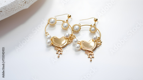 Vintage and Modern Aesthetics Combined - Gold Charm Dangle Earrings Against White Background