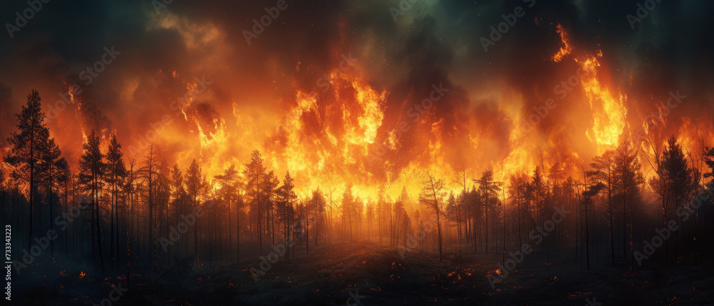 Forest fire scene, generative ai