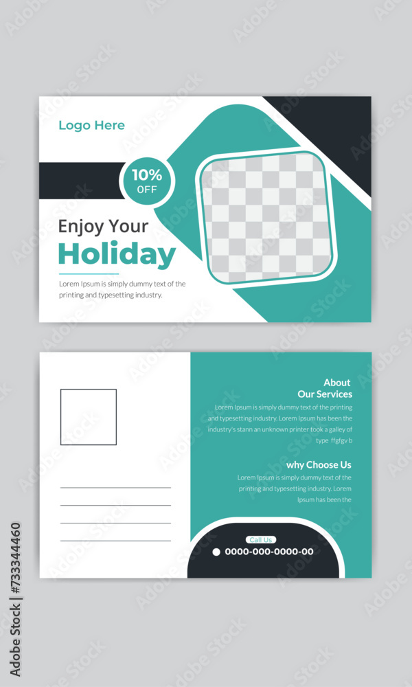 Fototapeta premium corporate post card design for travel agency marketing.