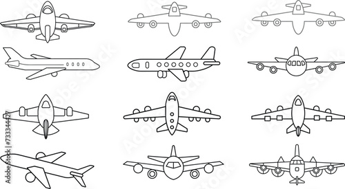 Airplane icon vector. Plane icon set. Flight transport symbol. Holiday symbol. Travel illustration. 