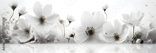 White flowers against a white background. The composition highlights the delicate beauty of the flowers, with subtle variations in shades of white adding depth and dimension to the image.