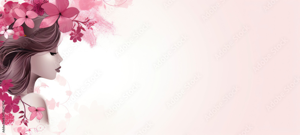 Elegant Floral Woman Illustration in Pink Tones