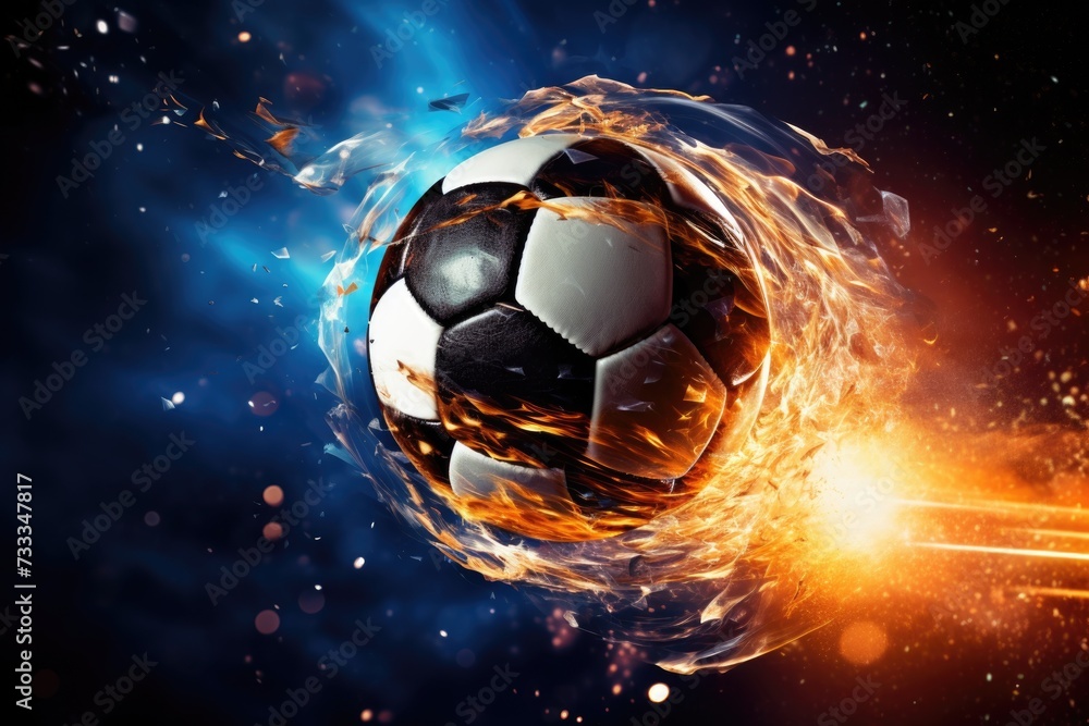 Naklejka premium Soccer Ball Flying Into the Goal