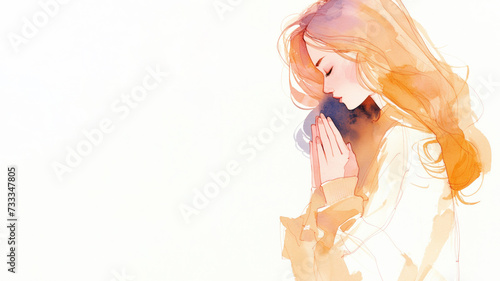 Prayer isolated on white background