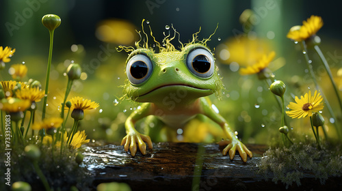 3d rendered photo of frog made with generative AI © Achochelu