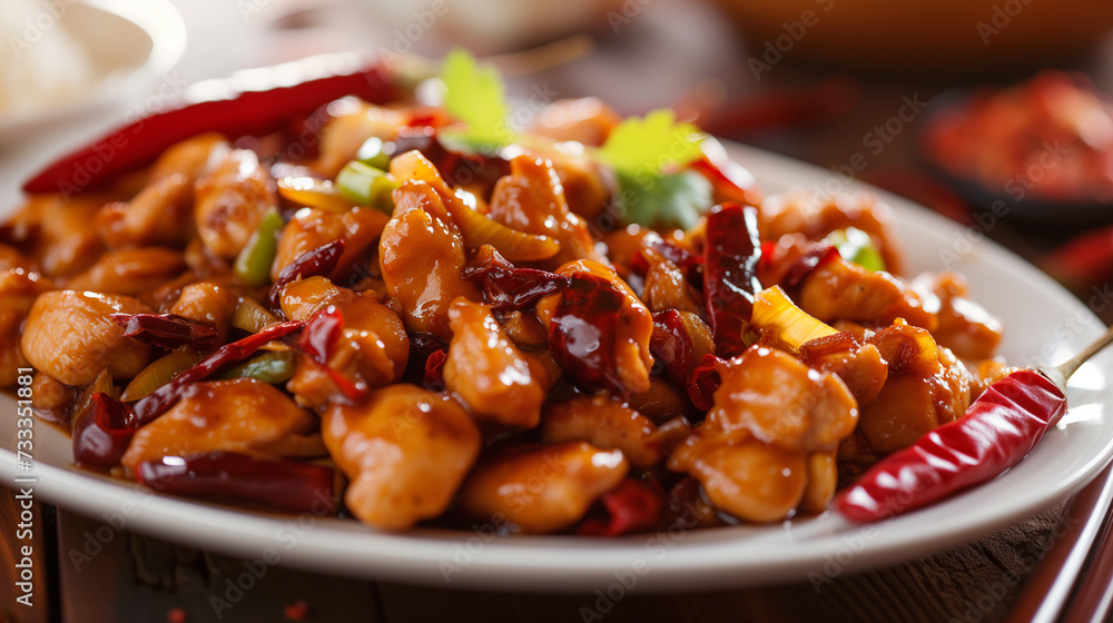 Details wiht the Chinese kung pao chicken dish. AI generated Details wiht the Chinese kung pao chicken dish. AI generated