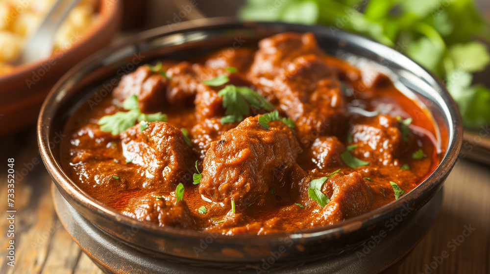 Details wiht the Indian vindaloo dish. AI generated Details wiht the Indian vindaloo dish. AI generated