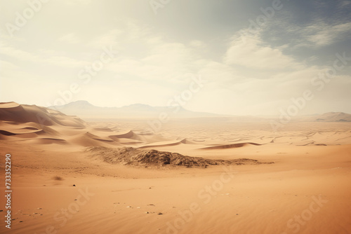 Desert landscape with sand dunes shift like living entities. Generative AI