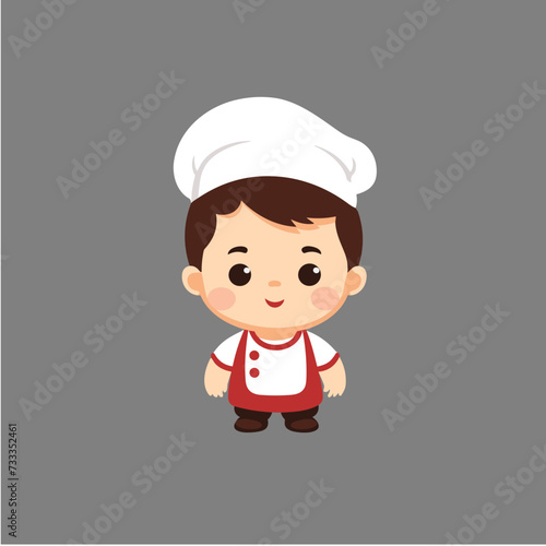 chef wit muffin baker kid child baby boy vector illustration isolated grey background, cut out or cutout t-shirt design