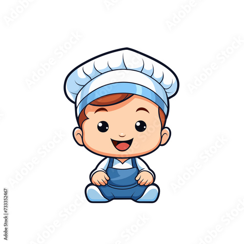 chef wit muffin baker kid child baby boy vector illustration isolated transparent background, cut out or cutout t-shirt design