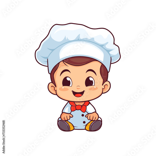 chef wit muffin baker kid child baby boy vector illustration isolated transparent background, cut out or cutout t-shirt design
