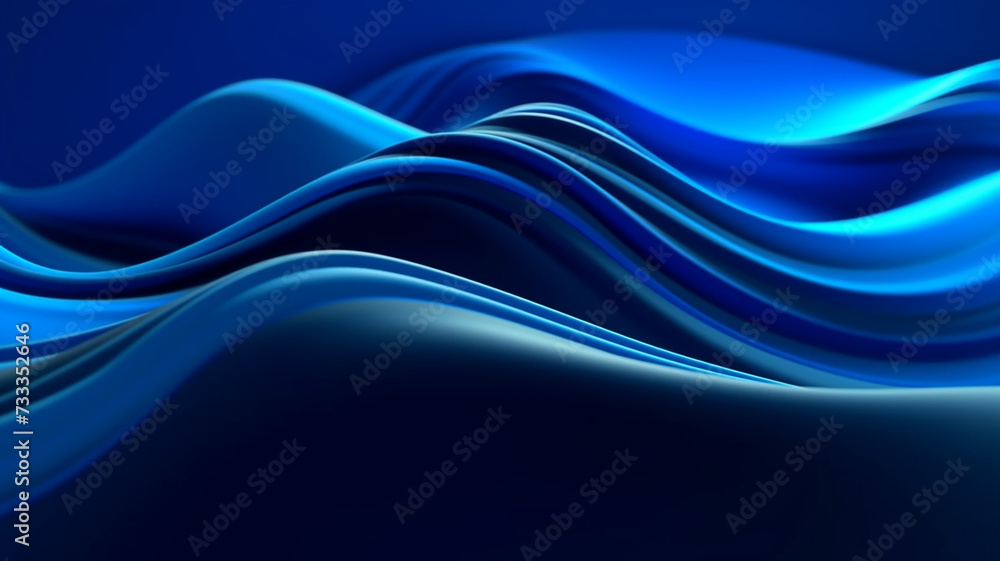 Fototapeta premium abstract modern minimal wallpaper with wavy lines glowing over the blue background