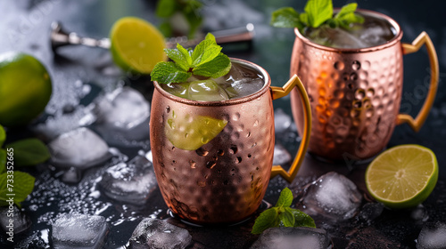 Details with a Moscow mule cocktail. AI generated