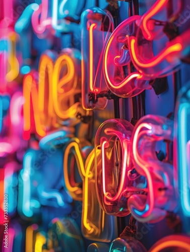 Neon artwork conveying motivation, letters in diverse bright colors against dark, creating visual impact.