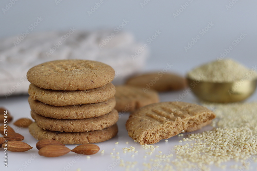 Proso millet almond cookies, a wholesome, gluten free treat with proso millets flour, almonds and natural sweetness Proso millet almond cookies, a wholesome, gluten free treat with proso millets flour, almonds and natural sweetness