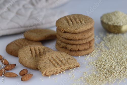 Proso millet almond cookies, a wholesome, gluten free treat with proso millets flour, almonds and natural sweetness photo