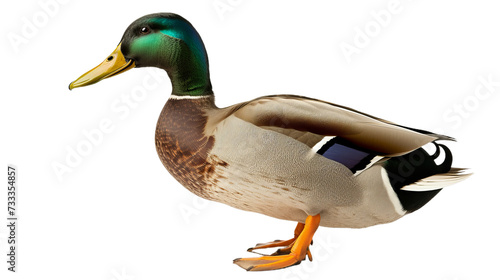 mallard duck cutout isolated on white and transparent png background	