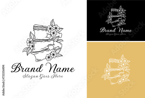 Set of Floral Spinal Logos. Lumbar osteochondrosis line black icon. Orthopedics diseases. Lumbar Spine Logo Design.