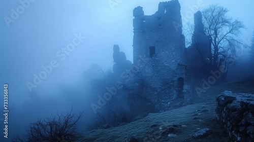  mysterious fog enveloped the old ruined castle