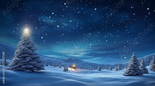 Winter landscape with christmas tree © Ovidiu