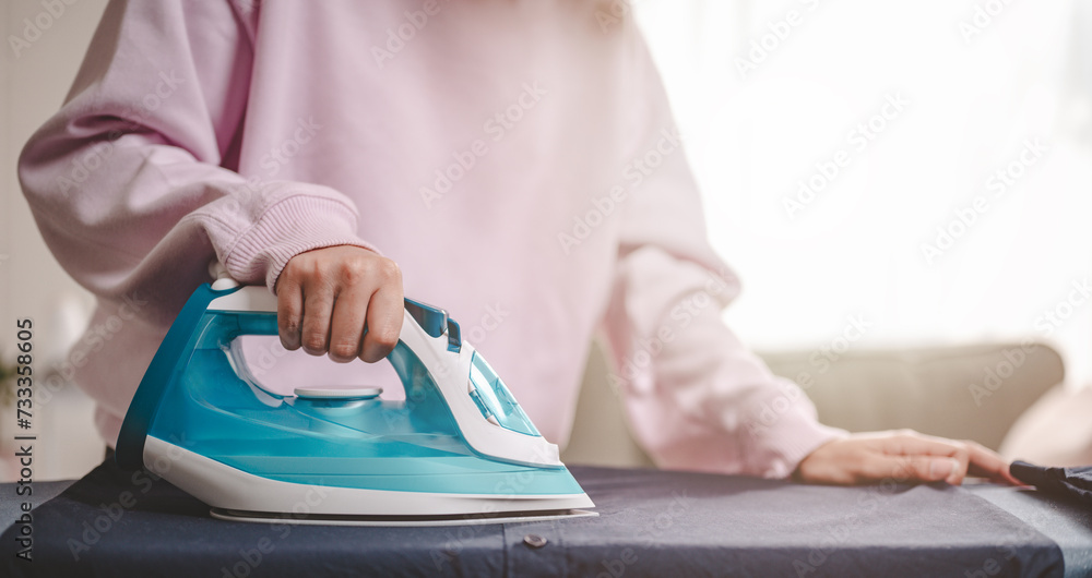 clothes, appliance, home, housework, iron, ironing, laundry, steam, clean, domestic. closeup