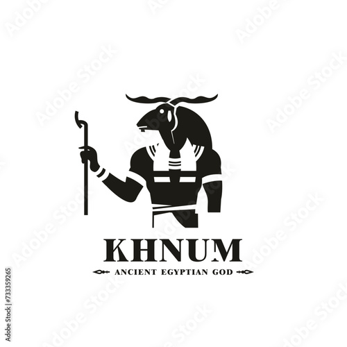 Ancient egyptian god khnum silhouette, middle east god Logo