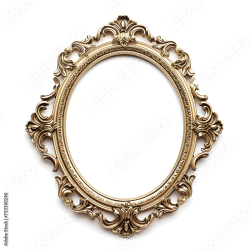 Gold antique vintage oval frame isolated on transparent