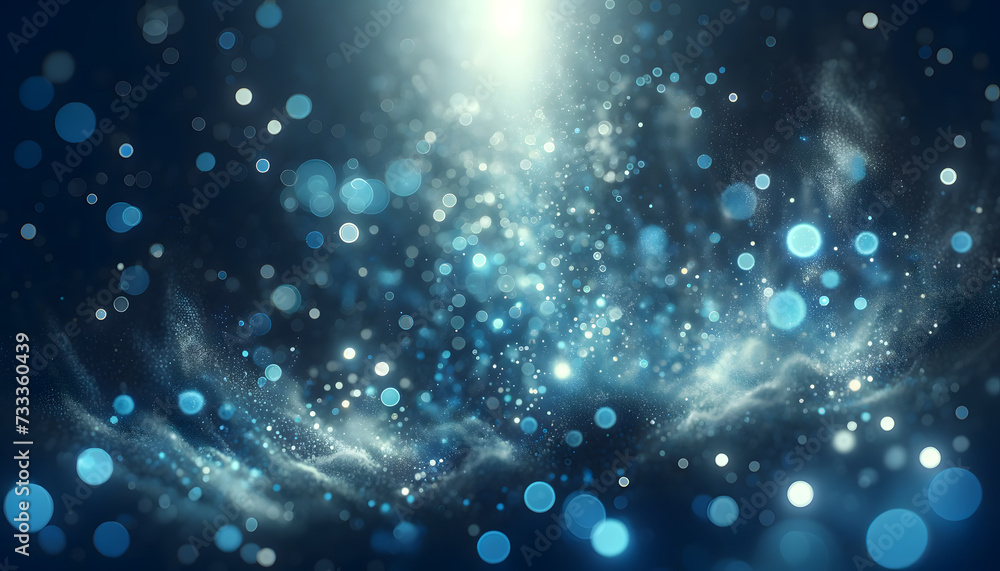 Shiny particles bokeh wallpaper. Abstract background with blue particle.
