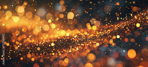 Abstract Golden Bokeh Light Particles Background