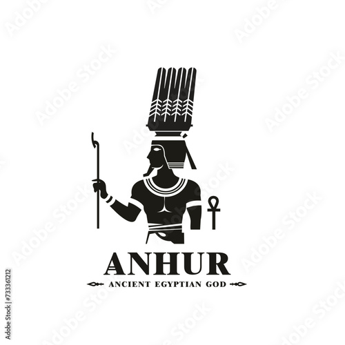 Ancient egyptian god anhur silhouette, middle east god Logo